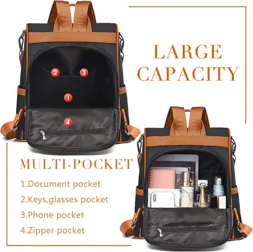 Vista 5 de Charmore - Mochila de viaje para mujer, de nylon, antirrobo, resistente al agua, ligera, estilo casual