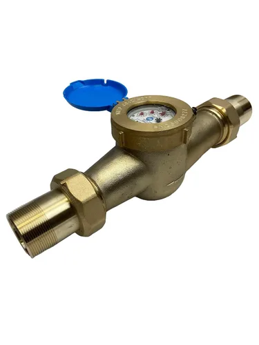 Vista 20 de DAE Medidor de agua caliente sin plomo MJ-75R NTEP, acoplamientos NPT de 3/4", salida de pulso, galón