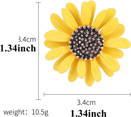 Vista 5 de Broche de girasol con margaritas coloridas, estilo bohemio, con diseño de flores, insignia, vestido y escote para mujeres y niñas
