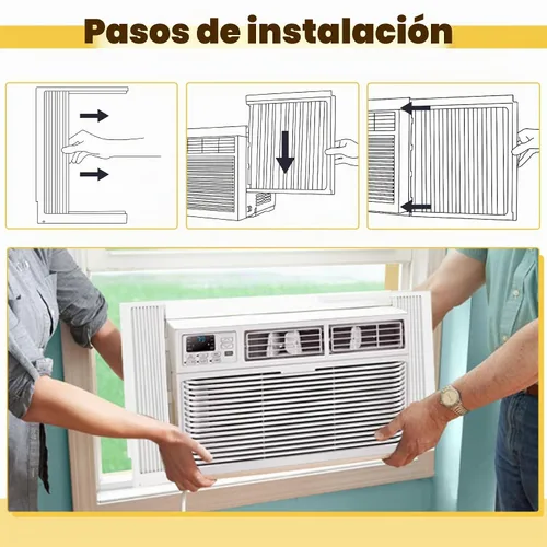Vista 6 de Panel lateral de CA para ventana con juego de marco, kit de repuesto de cortina de relleno de acordeón de aire acondicionado, se adapta a la mayoría