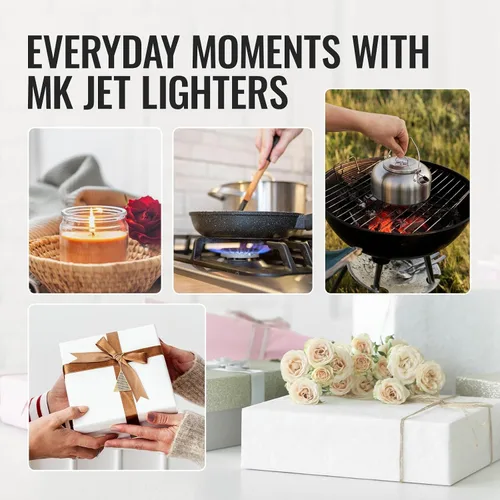 Vista 8 de Encendedores de velas MK, con llama a prueba de viento, ideales como encendedores para velas, encendedores para acampar, al aire libre, recargables