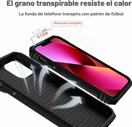 Vista 8 de Funda para iPhone 13 con cubierta para lente de cámara, protector de pantalla HD, doble capa [protección contra caídas de grado militar de 15 pies]