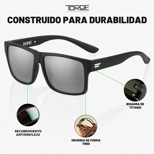 Vista 4 de TOROE Gafas de sol irrompibles TR90 con montura TR90 de policarbonato polarizado hidrofóbico