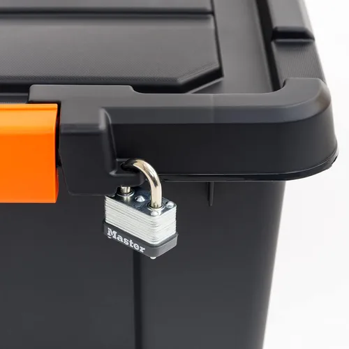 Vista 7 de Contenedores de almacenamiento de plástico resistentes de 3 galones con tapas con cerradura, bolsas apilables con cierre para herramientas
