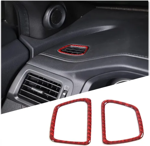 Vista 10 de Kit de calcomanías de fibra de carbono real 3D suave para consola de automóvil, salida de aire, marco de ventilación, decoración compatible con Negro