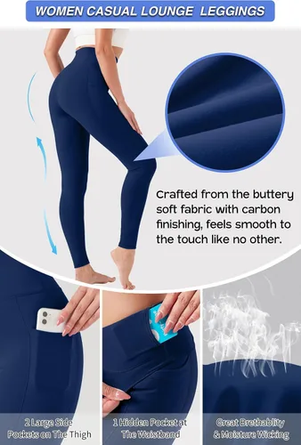 Vista 3 de YOYOYOGA Yoga Leggings for Women Carbon Finishing High Waisted Yoga Pants with Pockets Workout Running Legging