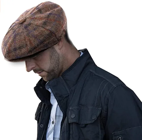 Vista 26 de EPOCH Gorra de lana para hombre, sombrero de golf Applejack de cabbie de tweed de conducción en espiga Nsb1910