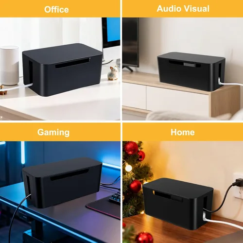 Vista 9 de Caja de gestión de cables con tapa, tres ranuras de entrada/salida Negro
