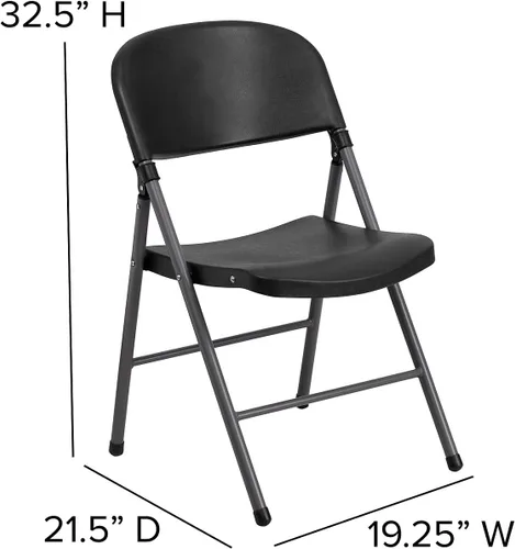 Vista 3 de Flash Furniture HERCULES Series Silla plegable de plástico negro con marco de carbón de 330 libras