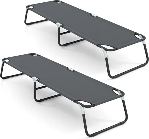 Vista 9 de GYMAX Catre de camping plegable, portátil, ultraligero y compacto, para adultos con tela Oxford, para viajes al aire libre, mochileros, senderismo