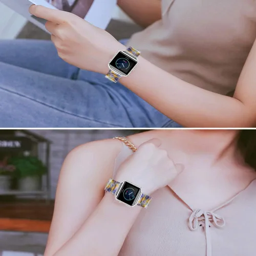 Vista 5 de Correa de resina compatible con Fitbit Blaze, carcasa de marco de metal para mujeres y hombres + accesorio de resina Azul