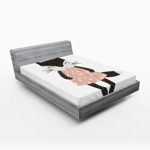 Vista 27 de Ambesonne Juego de sábanas bajeras veganas, ilustración de plátanos simétricamente alineados con patrón de frutas exóticas, funda de cama