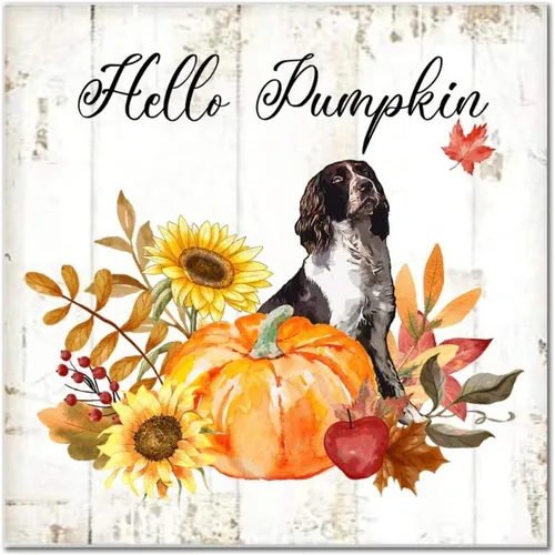 Vista 9 de Hello Pumpkin Boston Terrier Dog Wood Signs Pumpkin Farm Wall Plaque Gives Thanks Porch Sign Rustic Home Family Wall Decoration for Home Front Door