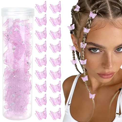 Vista 2 de YISSION 60 pinzas pequeñas de mariposa para el cabello (negro)