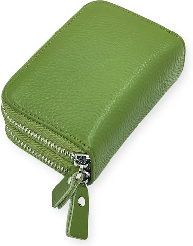 Vista 17 de Cartera pequeña de cuero suave para mujer, con bloqueo RFID, tarjetero con bolsillo con cremallera C-B-B2 (negro)