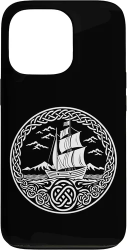 Vista 10 de Funda para iPhone 11 Pro Max Ship Sailing de mitología nórdica con nudos celtas