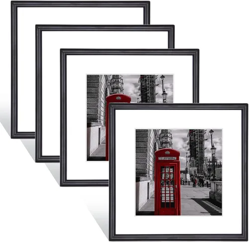 Vista 14 de Juego de 2 portarretratos de 8 x 12 pulgadas, marco de fotos de aluminio de metal fino cepillado negro con vidrio HD, para 6 x 8 pulgadas