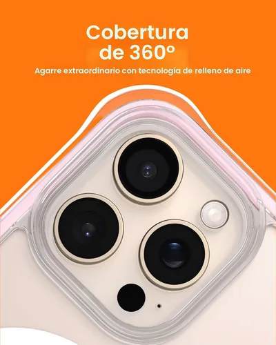 Vista 4 de ORNARTO Air Case para iPhone 16 Pro Max Transparente, Compatible con MagSafe, Funda de Protección contra Caídas de Grado Militar con Air-Pink Rosa