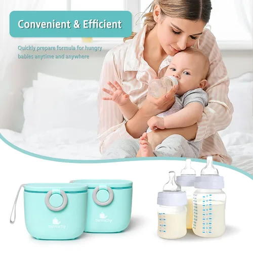 Vista 4 de Termichy Dispensador de fórmula para bebés, dispensador portátil de leche en polvo con asa de transporte y cuchara para viajes actividades al aire