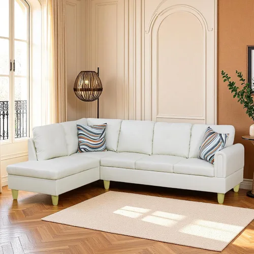 Vista 20 de Sofá seccional en forma de L con chaise, 3 piezas de sofá modular convertible para juegos de muebles de sala de estar y apartamentos pequeños