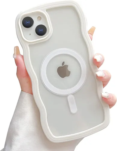 Vista 8 de Yeddabox Magsafe - Funda compatible con iPhone 13, diseño de ondas, lindo marco de colores de caramelo con ondas de agua, a prueba de golpes