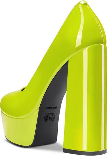 Vista 59 de TNYNFBEB Zapatos de tacón de plataforma alta para mujer, con puntera redonda, sin cordones, básicas, clásicas, de 5.5 pulgadas