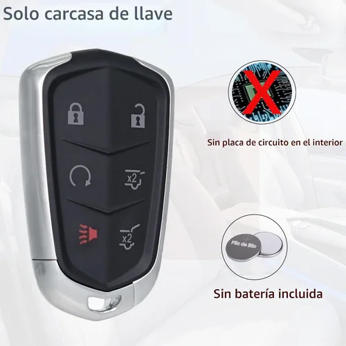 Vista 4 de SUPALAND Funda de repuesto para llavero Cadillac Escalade ESV 2015 2016 2017 2018 2019 2020 entrada sin llave control remoto 6 botones