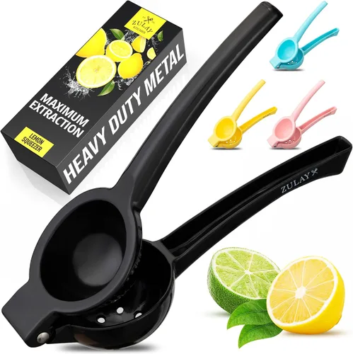 Vista 8 de Zulay Kitchen Exprimidor de limón de metal, exprimidor de limón de mano, exprimidor de cítricos fácil de usar, prensa manual para extraer la mayor