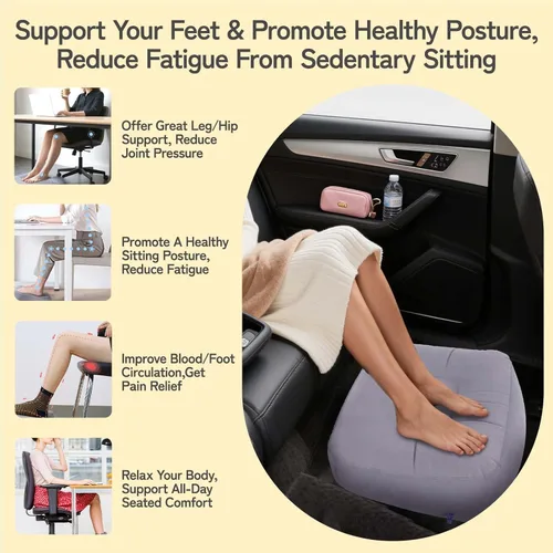 Vista 7 de Reposapiés inflable para viajes en avión y oficina, almohada portátil para reposapiernas, pies elevados para vuelos económicos, escritorio en casa