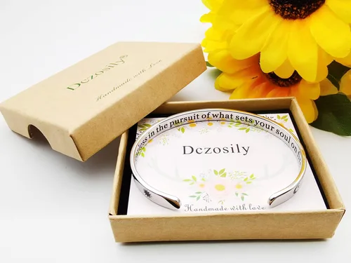 Vista 280 de Pulseras inspiradoras para mujer, joyería de acero inoxidable, con refranes, pulsera motivacional con mensaje oculto, pulseras grabadas para mejor