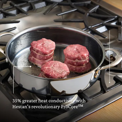 Vista 6 de Hestan - Colección NanoBond - Sauteuse de titanio de acero inoxidable, compatible con placa de inducción, 3.5 cuartos de galón