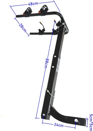 Vista 3 de Soporte de enganche para 2 portabicicletas con receptor de 2 pulgadas para coche, camión, SUV, transporte [P/N:ET-TOOL045-A-BLACK]