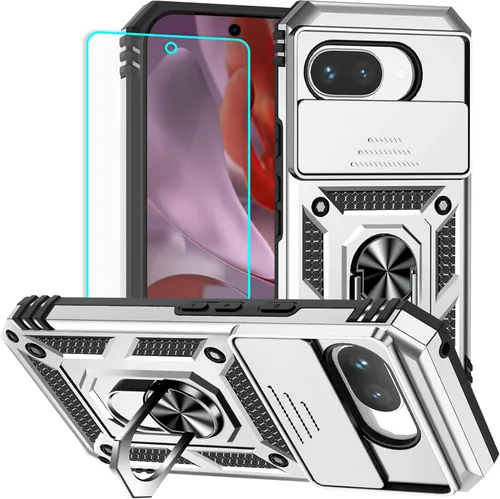 Vista 12 de HNHYGETE Funda para Pixel 6a con protector de pantalla HD, soporte giratorio de grado militar de 360° (resistente) a prueba de golpes para Google