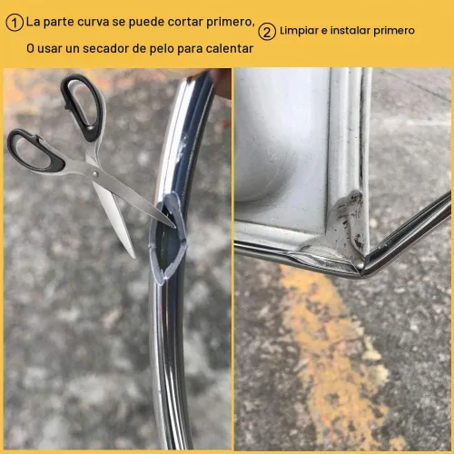 Vista 3 de Tira de molde universal en forma de "u" de 3 metros x 6 mm, cromada personalizada, para decoración del borde de la puerta y salida de aire