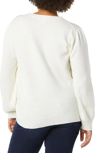 Vista 3 de Tienda Essentials - Suéter de cuello redondo con hombros plisados suave al tacto para mujer