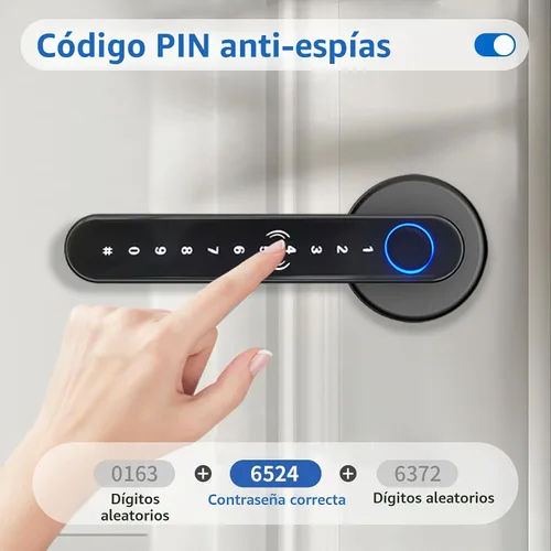 Vista 6 de EIYSIE Cerradura de puerta de huellas dactilares, perilla de puerta inteligente con teclado, manija de bloqueo de puerta de entrada sin llave
