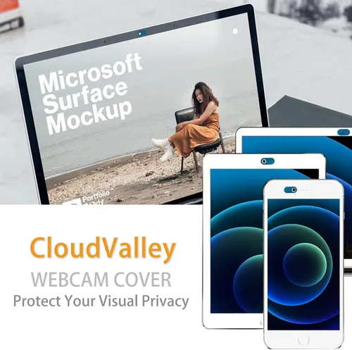 Vista 7 de CloudValley Funda de cámara deslizante ultrafina, azul para MacBook Air, laptop, iMac, computadora de escritorio, PC, MacBook Pro, iPad, iPhone