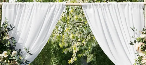 Vista 5 de Warm Home Designs Cortinas transparentes de gasa blanca con lazos de amarre. WEC Blanco 120