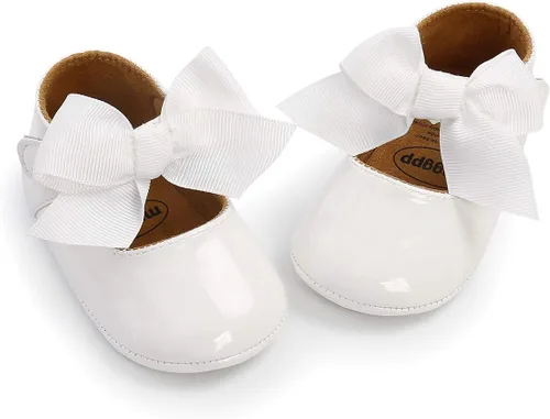 Vista 5 de Zapatos planos Mary Jane para bebés y niñas con lazo y flores, vestido de princesa, para boda, zapatos de ballet antideslizantes para niños pequeños