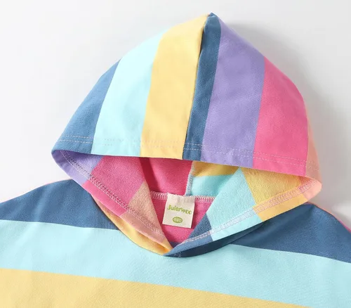 Vista 2 de Julerwoo Sudaderas de algodón para niñas con cremallera completa, con estampado de arcoíris y unicornio, 2-12 años
