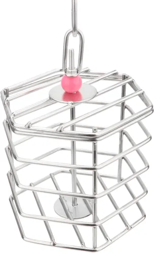 Vista 2 de Alimentador de forraje de acero inoxidable para pájaros, caja de alimentación colgante para guacamayo, cacatúa gris africana, cacatúa, jaula