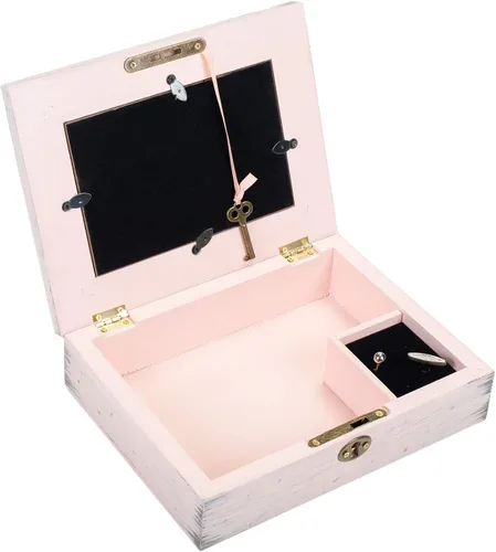 Vista 3 de Cottage Garden Caja de música Love Sun Moon You Forever Blush Pink Wood Locket reproduce el viento debajo de mis alas