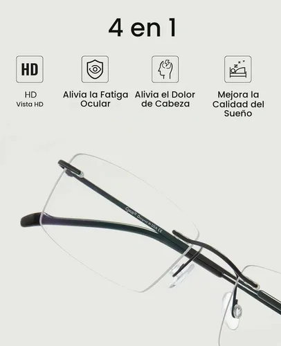 Vista 5 de Cyxus Pure Titanium Rimless Blue Light Glasses for Men, Computer Eyewear Negro