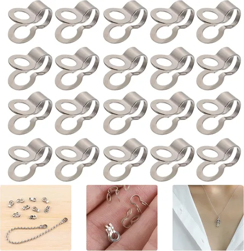 Vista 8 de EXCEART 125pcs Cadena de bola Pull Loop Conectores de ventilador de techo Lámpara Pull Loop Plata Conectores de cadena de acero inoxidable
