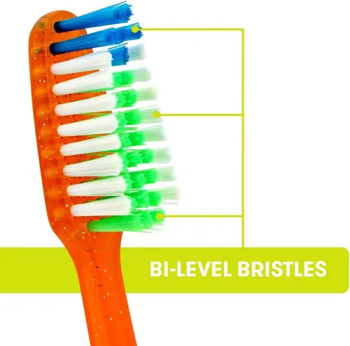 Vista 4 de Reach Crystal Clean - Cepillo de dientes con cerdas firmes, 1 unidad, paquete de 6 Cuello en ángulo, cerdas de dos niveles, limpieza de línea