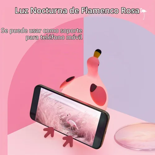 Vista 8 de Flamingo Night Light for Kids, Pink Silicone Squishy Dimmable Nursery Lamp Lámpara Flamingo