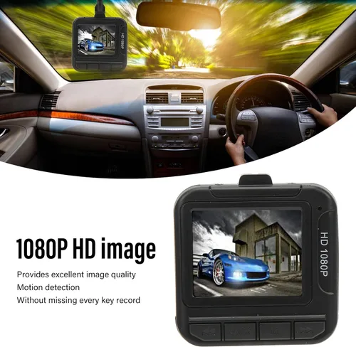 Vista 2 de Cámara frontal para salpicadero, pantalla de 1.6 pulgadas, sensor de detección de movimiento de 1080P, grabadora de conducción de automóvil, tarjeta