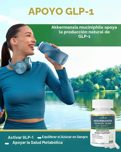 Vista 5 de GLP-1 Akkermansia Probióticos 100 mil millones de UFC metabolismo intestinal Akk Glp