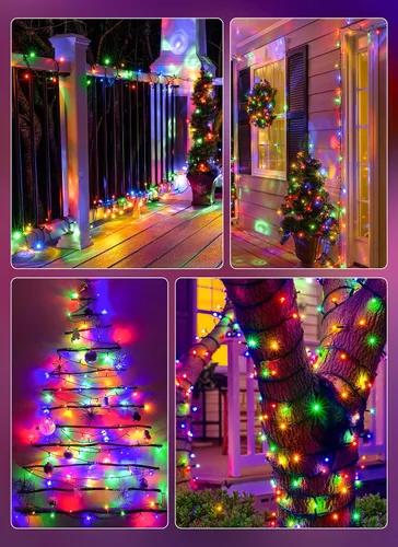 Vista 8 de Brightown - Paquete de 2 luces solares de Navidad en tira para exteriores, total 44 metros, 400 LED, luces de hadas parpadeantes impermeables con 8
