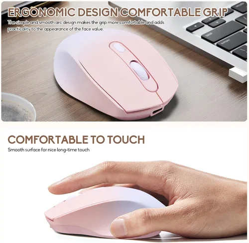 Vista 2 de Ratón inalámbrico Bluetooth de color degradado, doble modo, recargable, silencioso, delgado, portátil, (receptor BT5.2+USB), para laptop